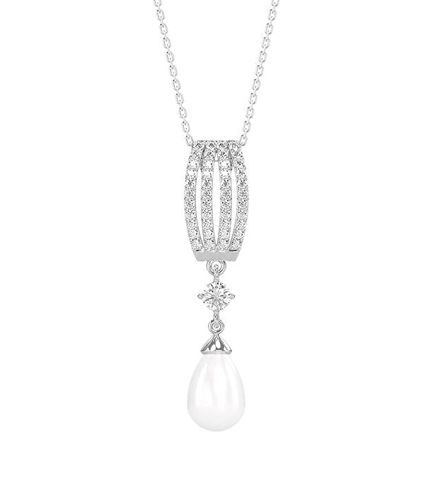 Celeste Diamond  Pearl Drop Necklace