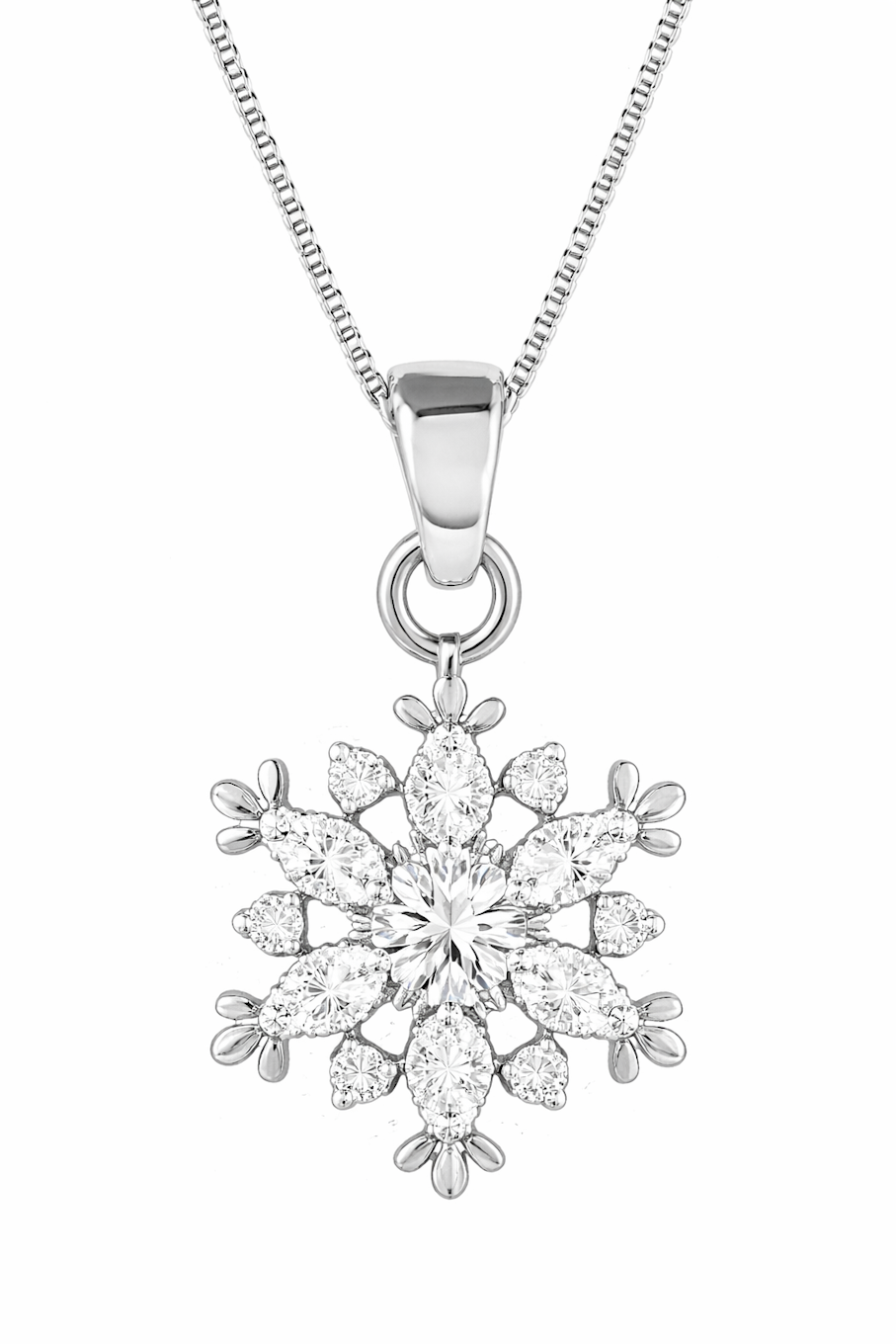 925 SterlingSilver Snowflake Cluster Necklace