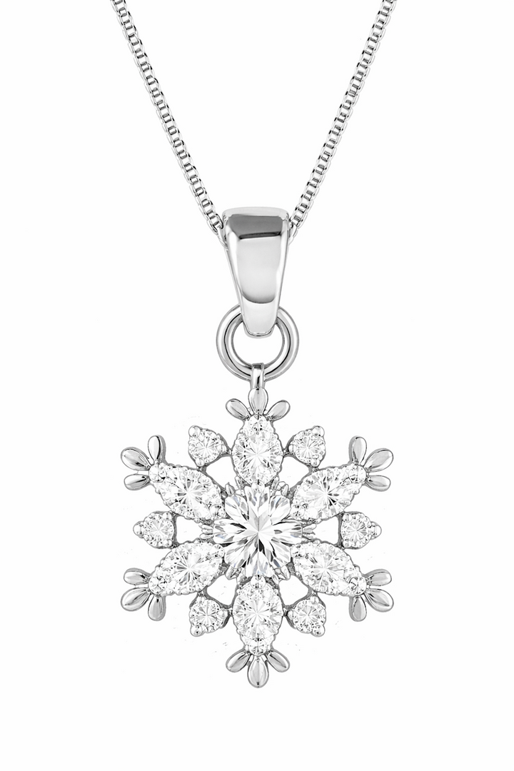925 SterlingSilver Snowflake Cluster Necklace