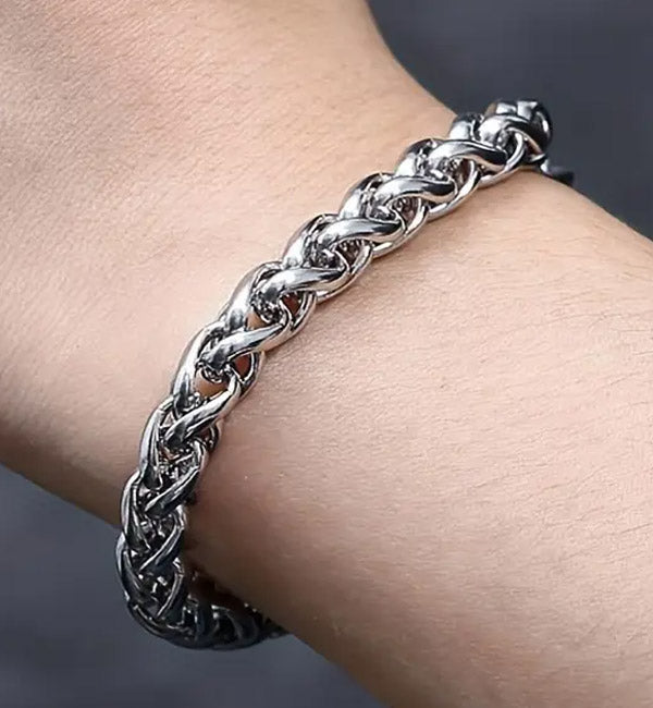 twisted rope chain bracelet with polished, intricate links mens