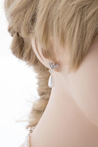 925 Sterling Silver Set Teardrop Pearl Necklace