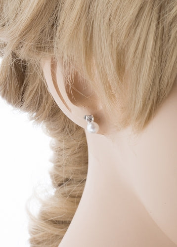 925 Sterling Silver Plated  Set Earring  Pearl Necklace