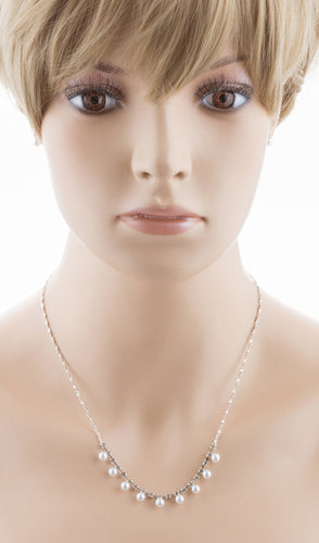 925 Sterling Silver Plated  Set Earring  Pearl Necklace
