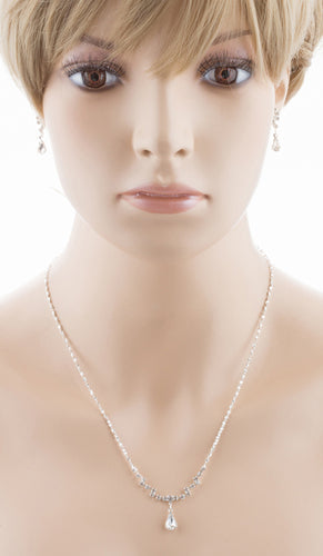 Bridal Wedding Jewelry Set Crystal Rhinestone Simple Teardrop Necklace