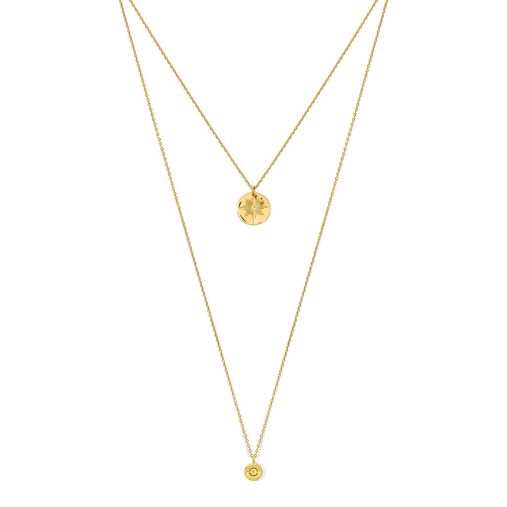 24K gold plated Layered North Star Bullet Necklace