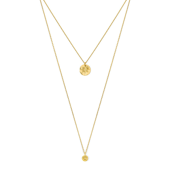 24K gold plated Layered North Star Bullet Necklace