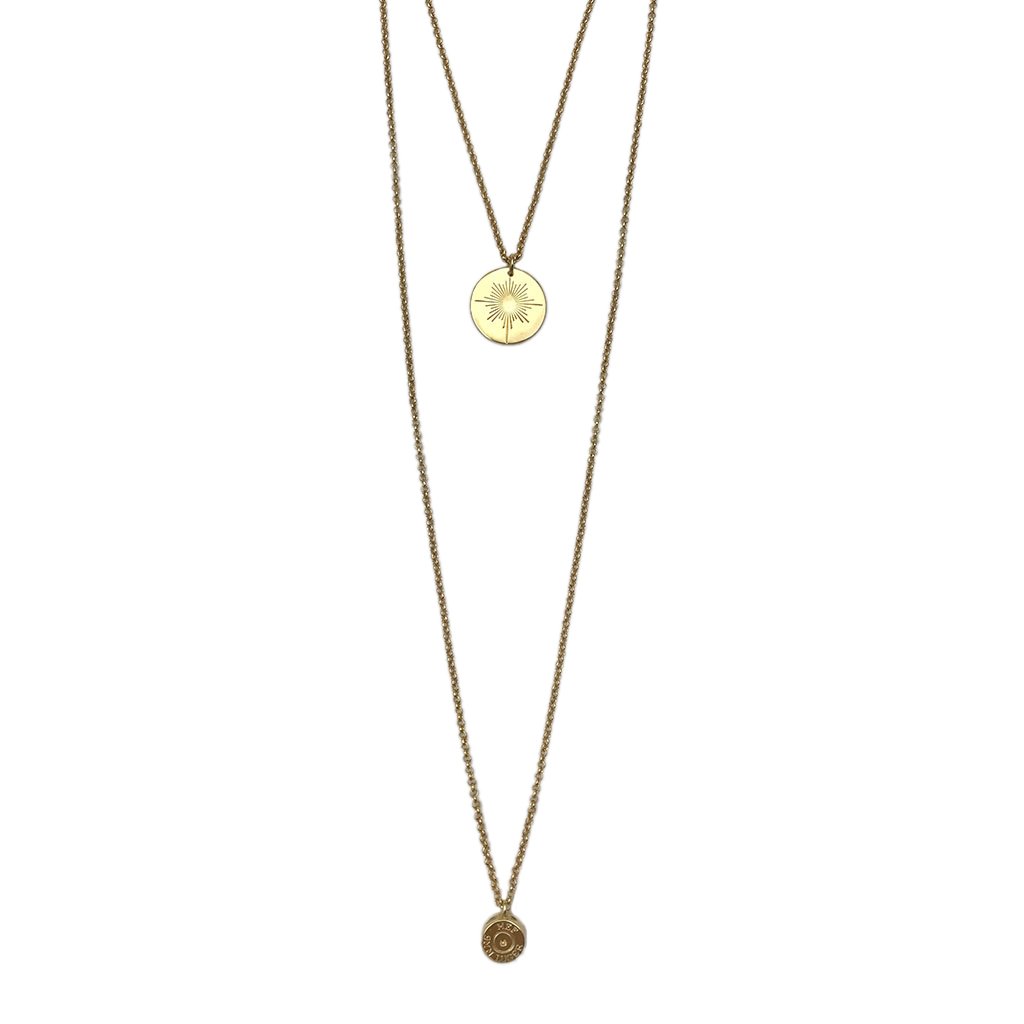 24K gold plated Layered North Star Bullet Necklace