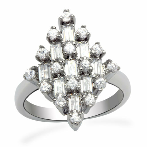 Rhodium Brass Ring with AAA Grade CZ