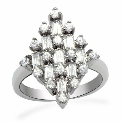 Rhodium Brass Ring with AAA Grade CZ