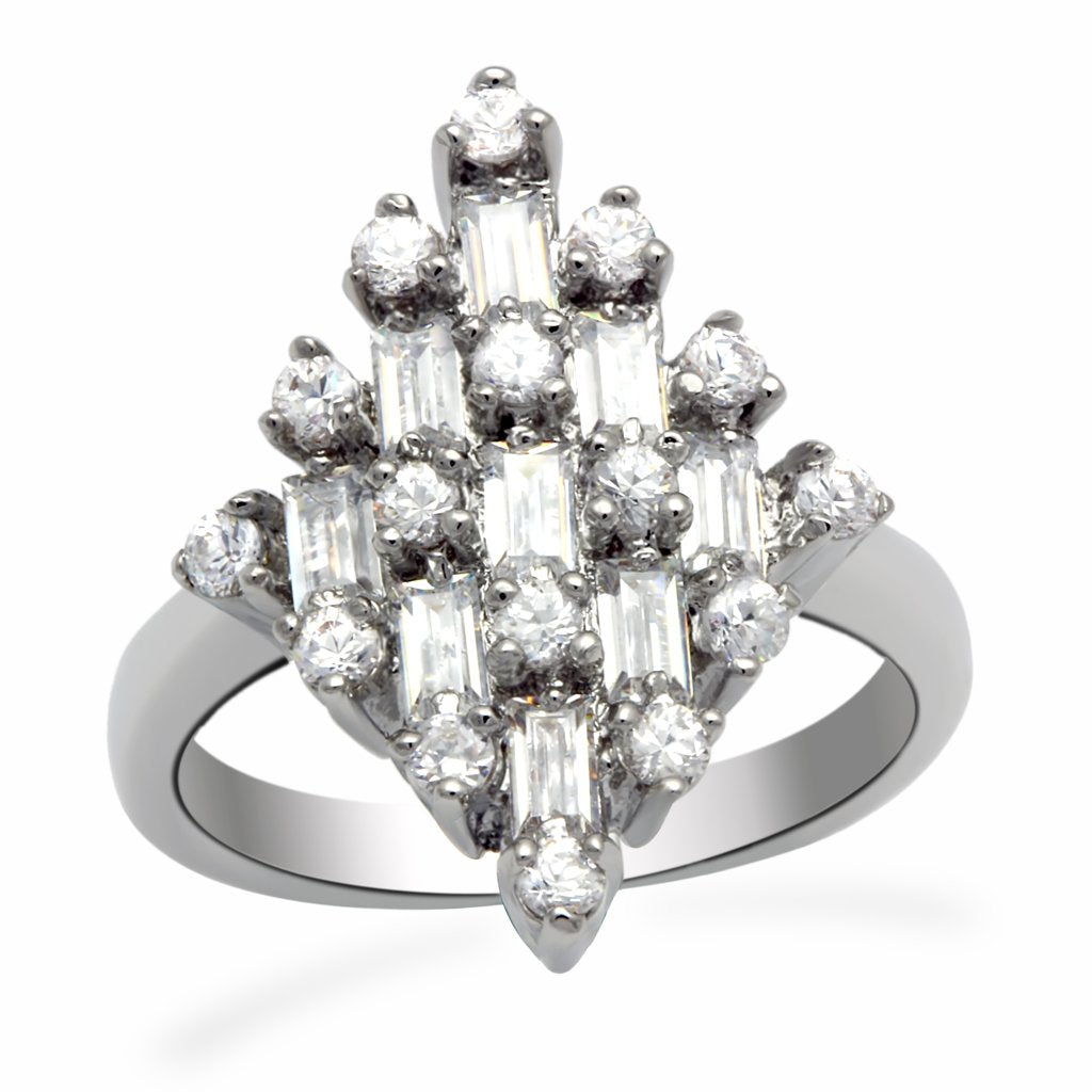 Rhodium Brass Ring with AAA Grade CZ