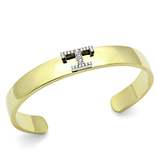 LO2589 - Gold+Rhodium White Metal Bangle with Top Grade Crystal  in