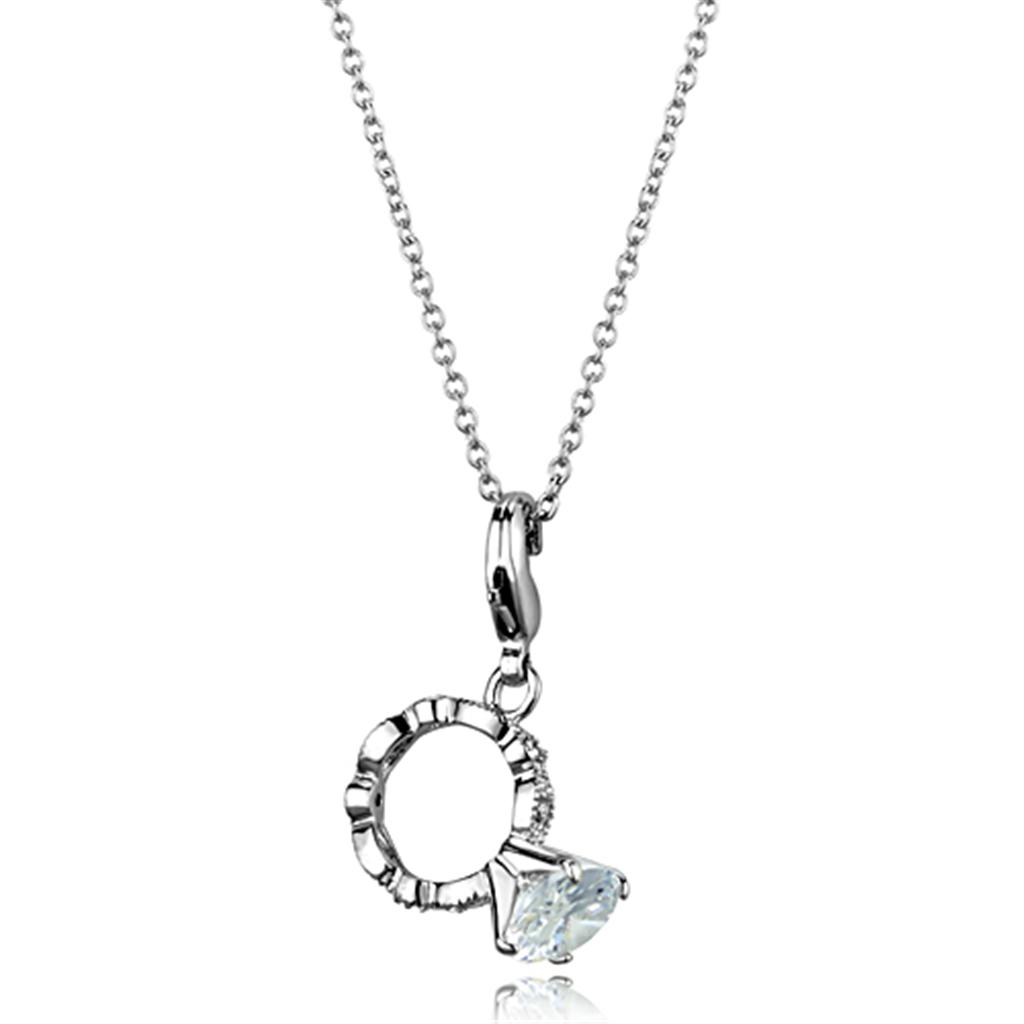 Rhodium Brass Necklace & Pendant with AAA Grade CZ