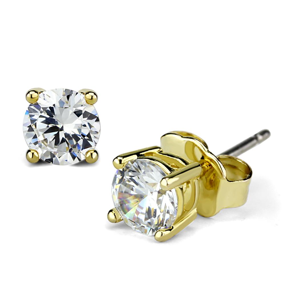 14K Gold Plated  Brass Earrings with AAA Grade CZ
