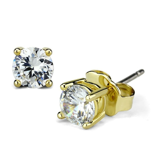 LO3958 - Gold Brass Earrings with AAA Grade CZ  in Clear