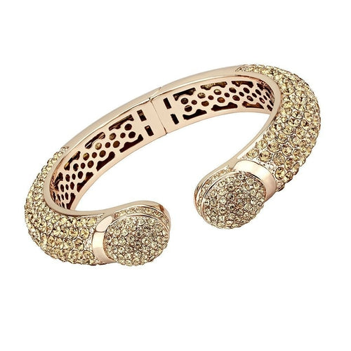 LO4313 - Flash Rose Gold Brass Bangle with Top Grade Crystal  in