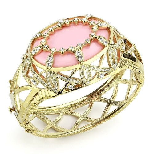 LO4347 - Gold Brass Bangle with Synthetic  in Rose