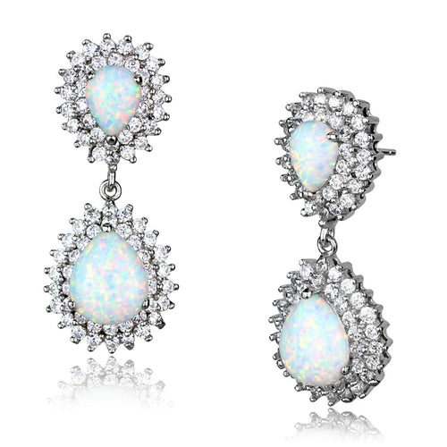 925 Sterling Silver Earrings with Diamond  & Precious Opal