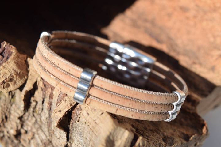 Triple Layer Natural Cork Bracelet for Men