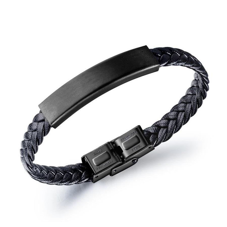 Black Charm Handmade Braid Leather Bracelet
