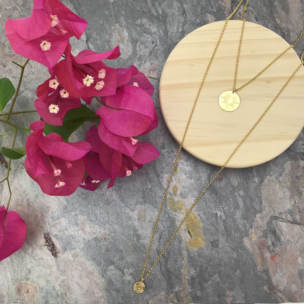 24K gold plated Layered North Star Bullet Necklace
