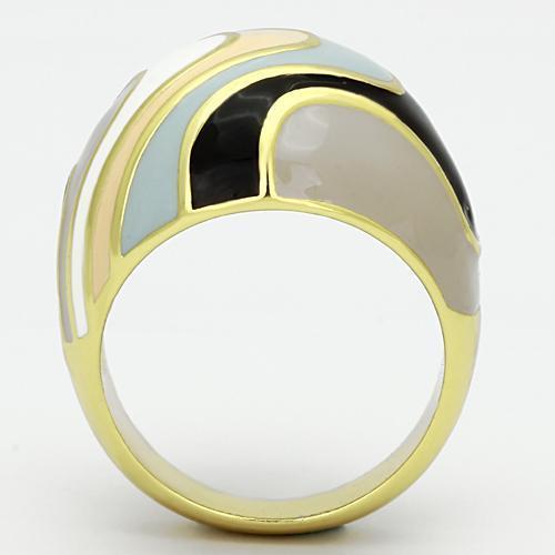 TK870 - IP Gold(Ion Plating) Stainless Steel Ring with Epoxy  in Multi