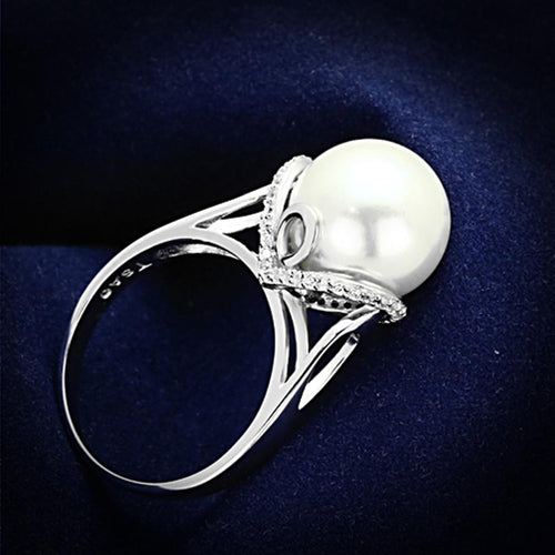 925 Sterling Silver Ring with  Pearl in White
