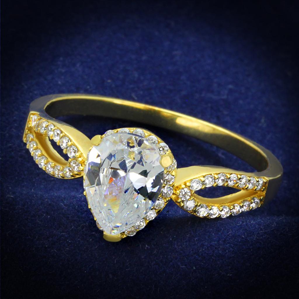18K Gold  Plated 925 Sterling Silver Ring with AAA Grade CZ