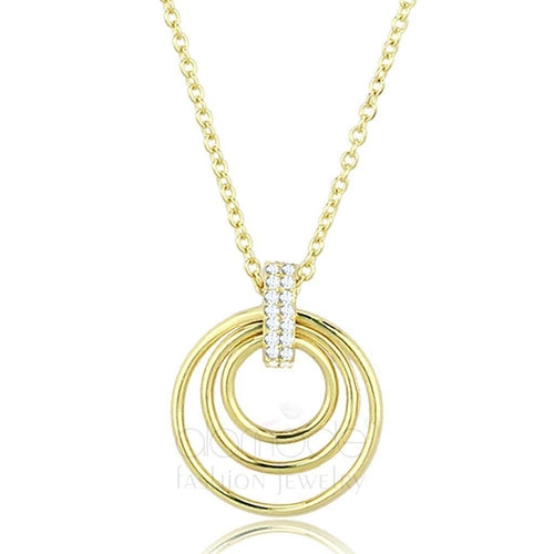 TS601 - Gold 925 Sterling Silver Necklace with AAA Grade CZ  in Clear